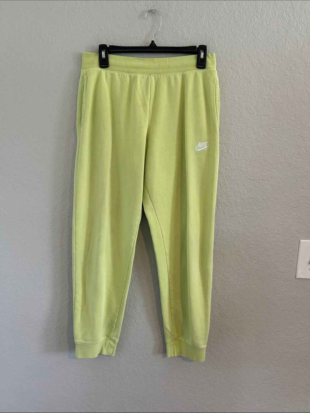 Nike Lime Green Fleece Joggers with White Logo